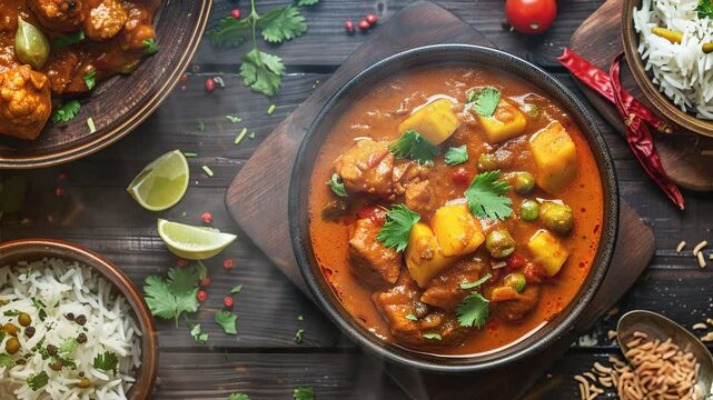 Cape Malay Curry on the table moves with smoke around