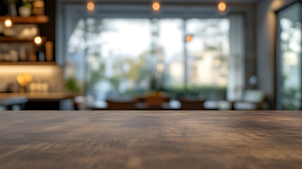 Cozy Tabletop View with Blurred Kitchen Counter in Modern Home Interior