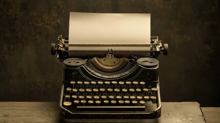 Old antique typewriter with blank paper