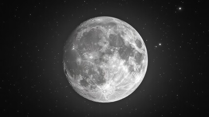 Obraz premium A bright, full moon with tiny stars around it.