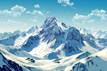 Obraz premium A Snowy Mountain Range Under a Clear Blue Sky