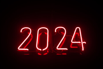 La data 2024 scritta con un neon rosso