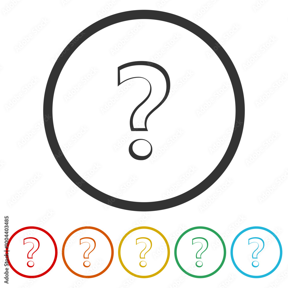 Aufkleber question mark icon. set icons in color circle buttons