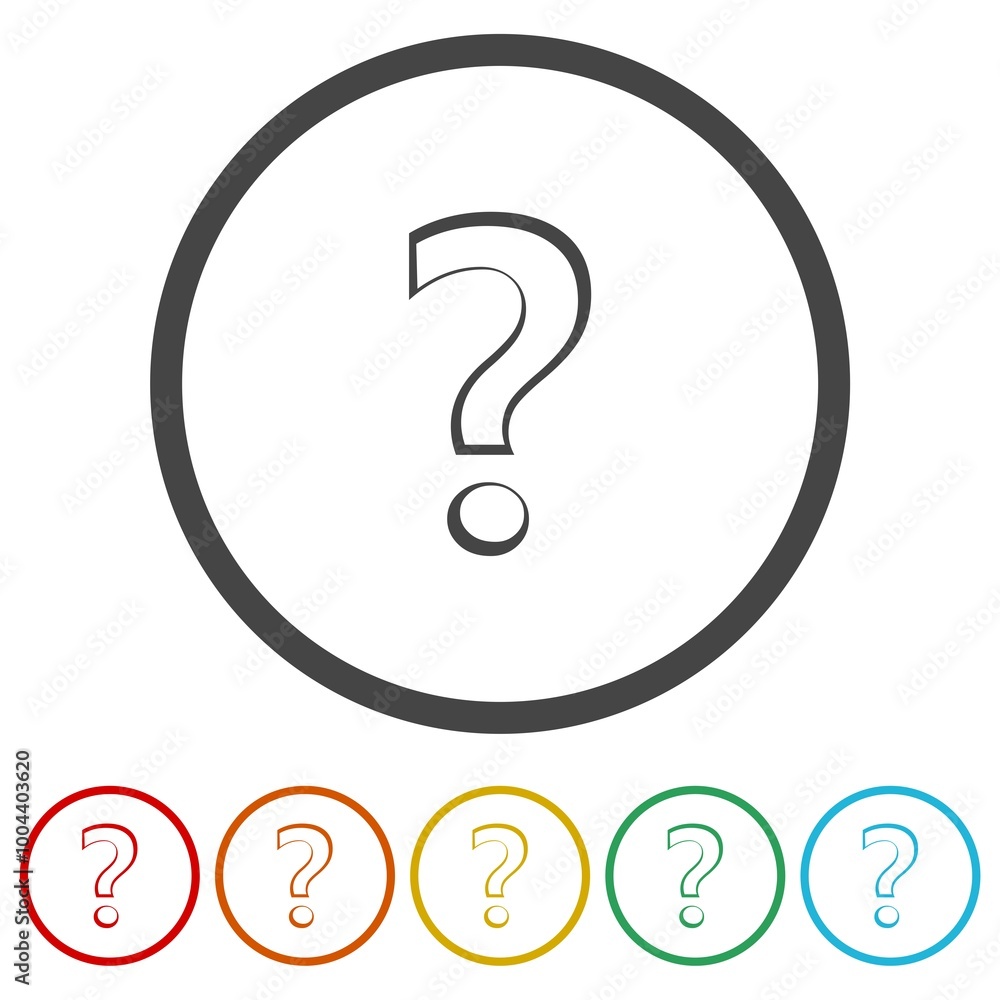 Poster question mark icon. set icons in color circle buttons