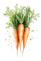 Delightful Watercolor Carrots in Minimalistic Style with Soft Pastel Tones and Whimsical Charm