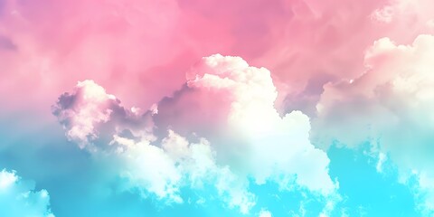 Naklejka premium Dreamy Blue And Pink Sky Clouds Background