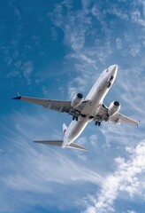 Obraz premium Aerial View From Airplane Wing Over Fluffy Clouds During Daylight