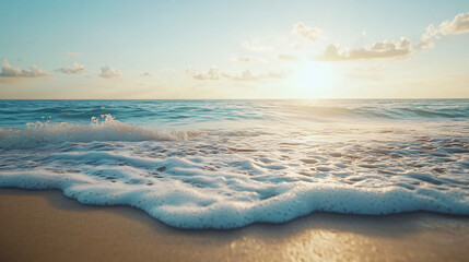 Obraz premium A serene beach background with soft waves, ideal for relaxation themes.