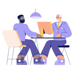 Older Businessman. Flat Vector Illustration