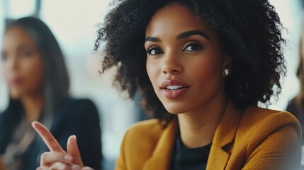 Confident Businesswoman Engaging in Discussion
