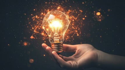 Creative ideas symbolized by a hand holding a lit light bulb, representing innovation and inspiration for long-term business