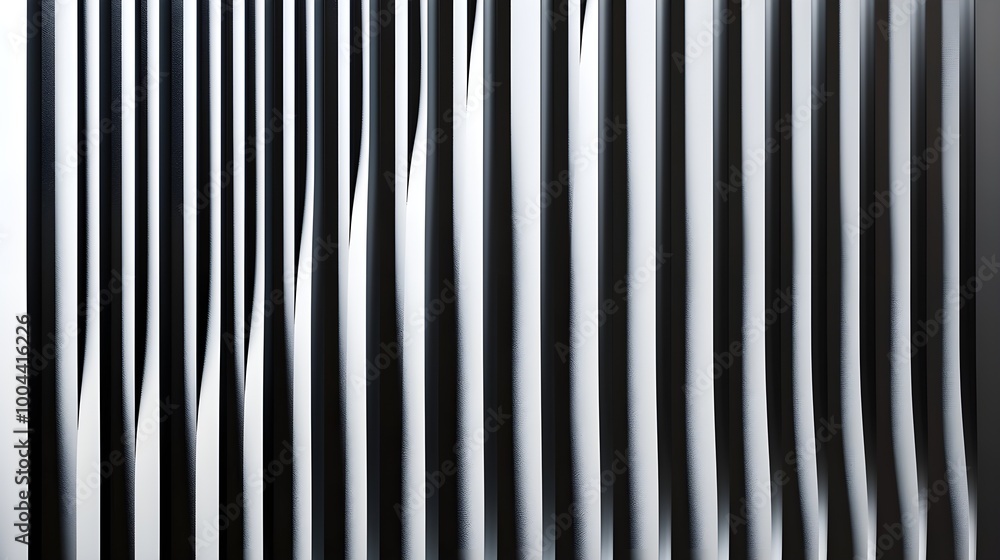 Poster close-up of black and white vertical lines, creating a hypnotic and minimalist pattern, perfect for 