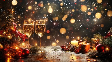 Obraz premium Happy New Year 2025 background with a blank canvas for custom messages, complemented by festive