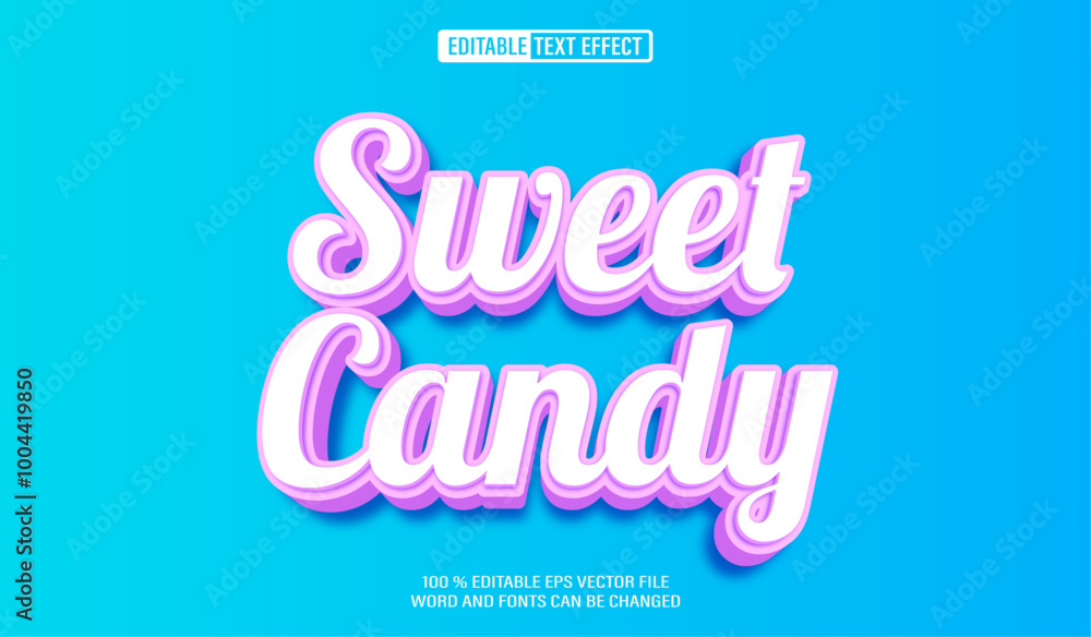 Poster editable 3d text style effect - sweet candy text effect template