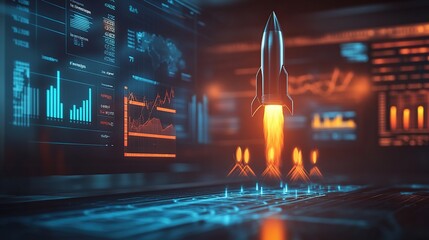Rocket launch simulation with data interface.