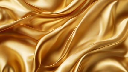 Fototapeta premium luxurious and elegant golden wavy silk satin fabric.