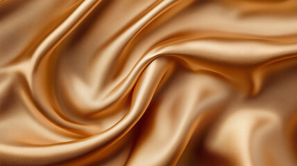 luxurious and elegant golden wavy silk satin fabric.