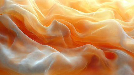 Obraz premium Close up of a soft, flowing orange and white fabric.