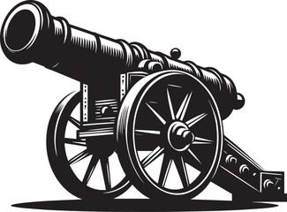 Old War Cannon silhouette vector illustration isolated on a white background