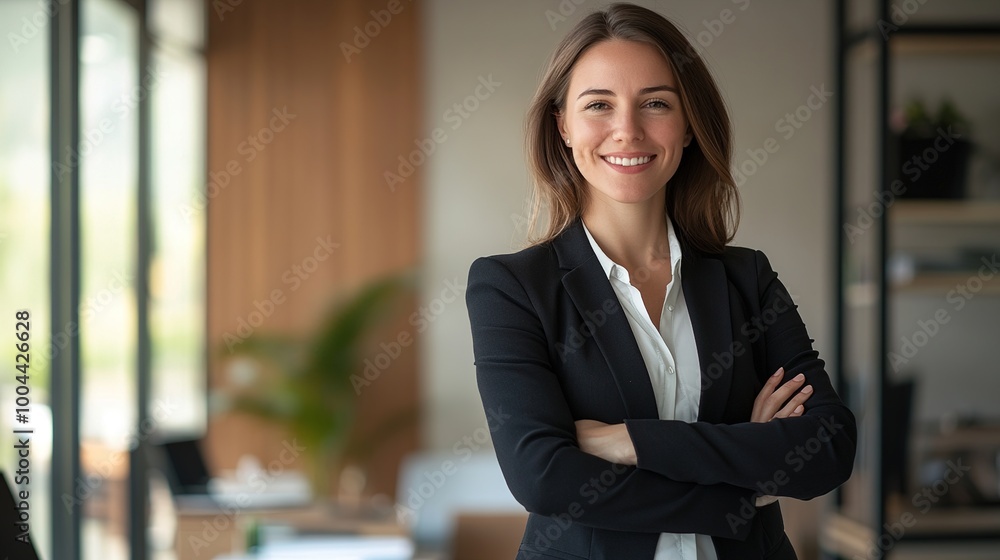 Poster Confident Businesswoman in Office Setting