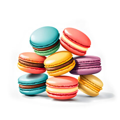Fototapeta premium Illustration of macarons on white background.