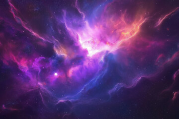 Space Nebula – vibrant cosmic colors like purple, blue, and pink swirling in a starry space scene