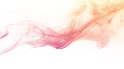 Abstract orange pink red gradient smoke wavy lines curling isolated on transparent background