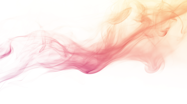 Abstract orange pink red gradient smoke wavy lines curling isolated on transparent background