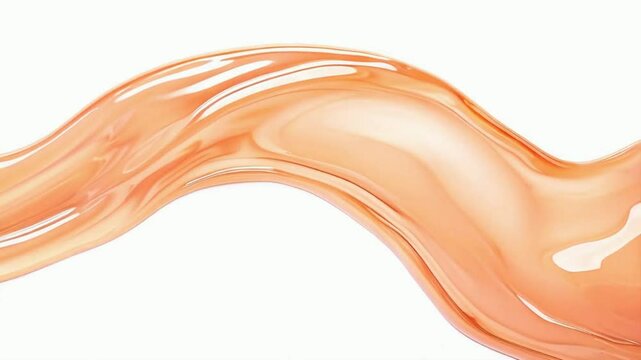 A smooth, flowing swatch of peach-colored liquid, likely cosmetic or paint.
