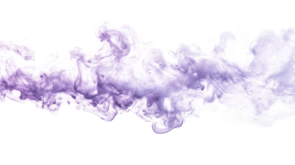 Abstract bright violet smoke wavy lines curling isolated on transparent background