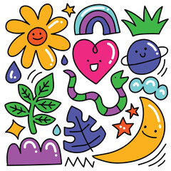 Freehand doodle cute fun character element illustration