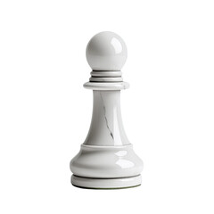 High-quality image of a glossy white chess pawn isolated on a white background, perfect for strategy and board game concepts. isolated PNG transparent Background.