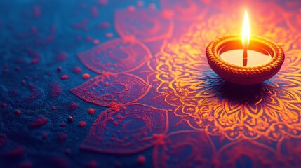 Artistic Diwali background with abstract rangoli design and space for a greeting message.