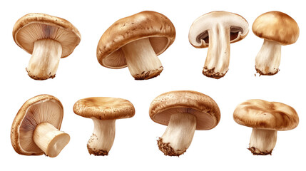 Mushrooms isolated on a white background showcasing fresh, edible boletus with a natural and healthy appeal