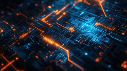 Obraz premium Abstract Circuit Board with Glowing Lights