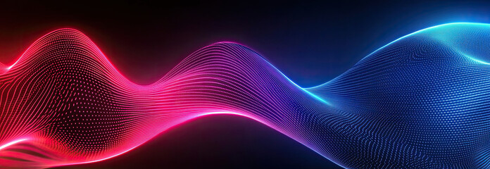 Undulating abstract lines with vibrant red and blue
