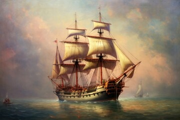 Obraz premium A pirate ship painting sailboat vehicle.