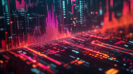 Dynamic visualization of sound waves in a digital environment showcasing vibrant colors and intricate patterns