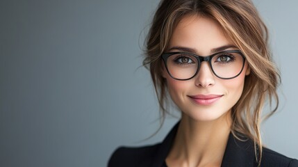 Fototapeta premium Professional Woman with Glasses and Natural Makeup