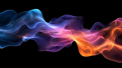 Obraz premium Blue and orange waves pulse with a futuristic glow, radiating energy and flow in a digital design.