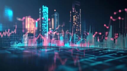 Digital Cityscape with Data Visualization