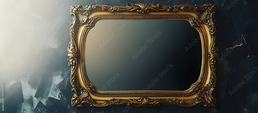 Poster vintage style blank design in a mockup of a gold picture frame with editable features providing a hi