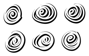 set of spirals vector silhouettes