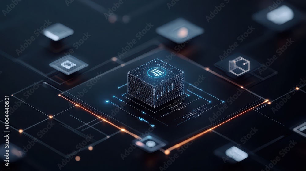 Poster AI-powered electronic support, glowing virtual interface, visualizing streamlined workflow management