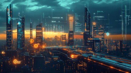 AI-controlled city with autonomous systems and machines working in sync, highlighting unseen AI infrastructure.