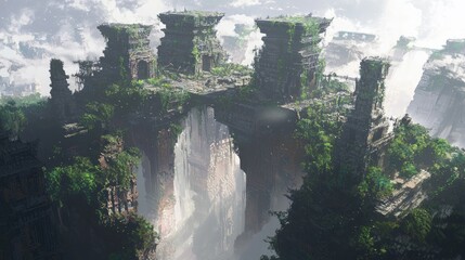 Fototapeta premium Shadowy Realms of Ancient Chinese Dark Mythology - Desolate Landscape and Roaming Spirits