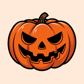 Orange funny Halloween pumpkin vector illustration isolated on a solid background