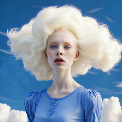 Portrait of a girl in the clouds.