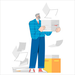 Older Businessman. Flat Vector Illustration