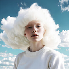 Portrait of a girl in the clouds.